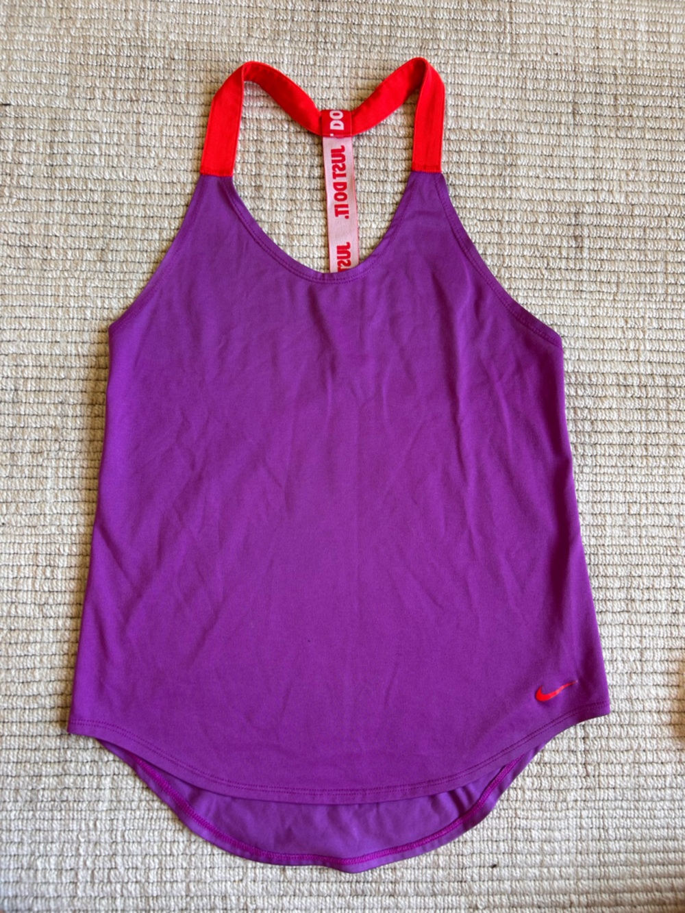 Nike Purple Racerback Tank with neon Red Straps running workout pickleball